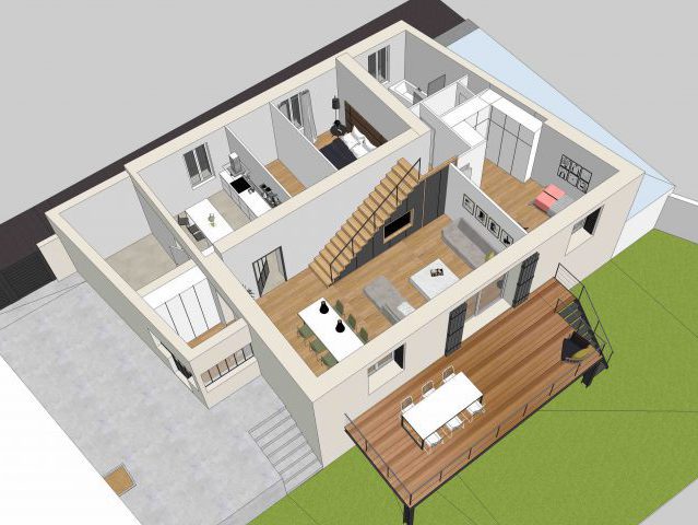 Maison de ville XIXème rénovée par l'agence d'architecture Brayer-Hugon à Nîmes