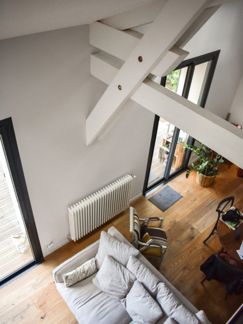 Séjour, volumes - Rénovation d'une maison de ville à Nîmes